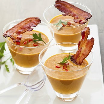 ricetta Crema di zucca e farro con bacon