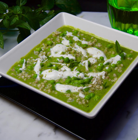 Crema fredda di piselli e grano saraceno