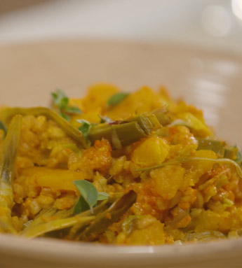 ricetta Farro con zucca e porri